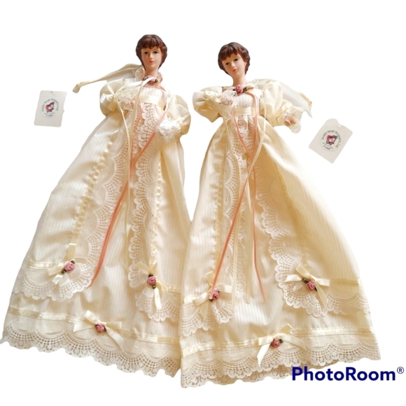 Vintage Victorian Lady/Doll/Ornament Set of 2 Porcelain Head/Hands 1998 … - Picture 1 of 14